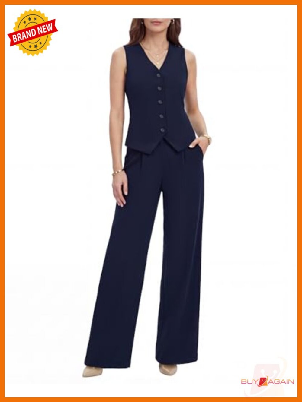 2 Piece Vest Pants Suit Set - Wrinkle-Free Waistcoat Business Casual Outfits